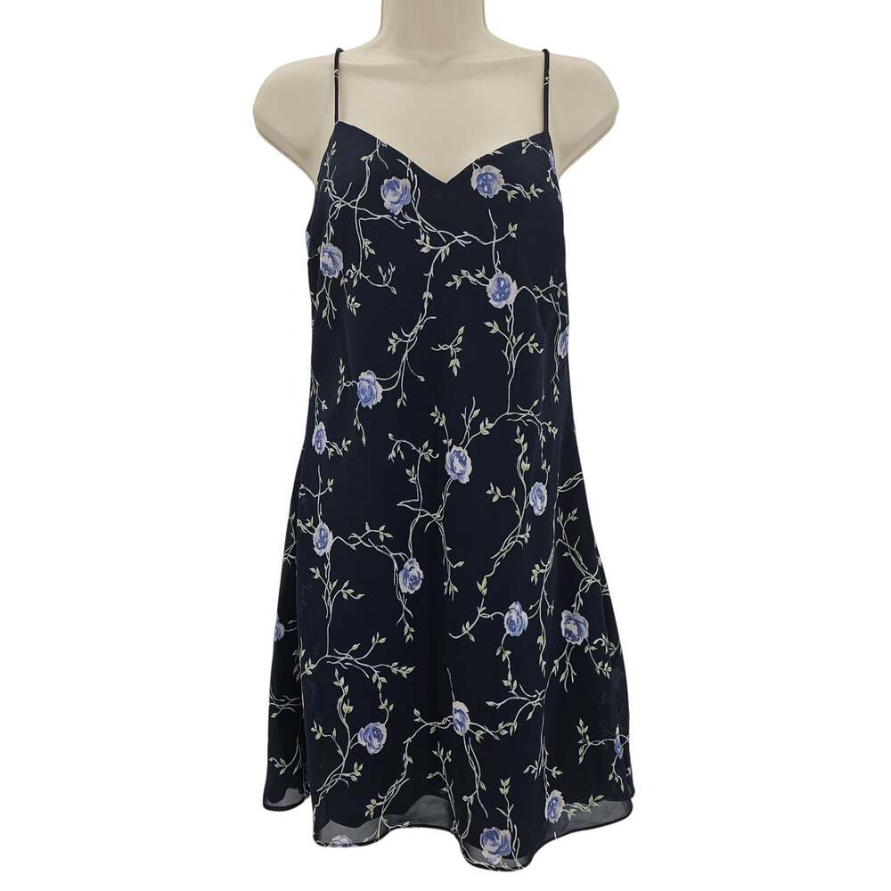 VTG Rampage Womans size 7 Floral Slip Mini Dress Blue 90s Y2K Whimsigoth Flaw